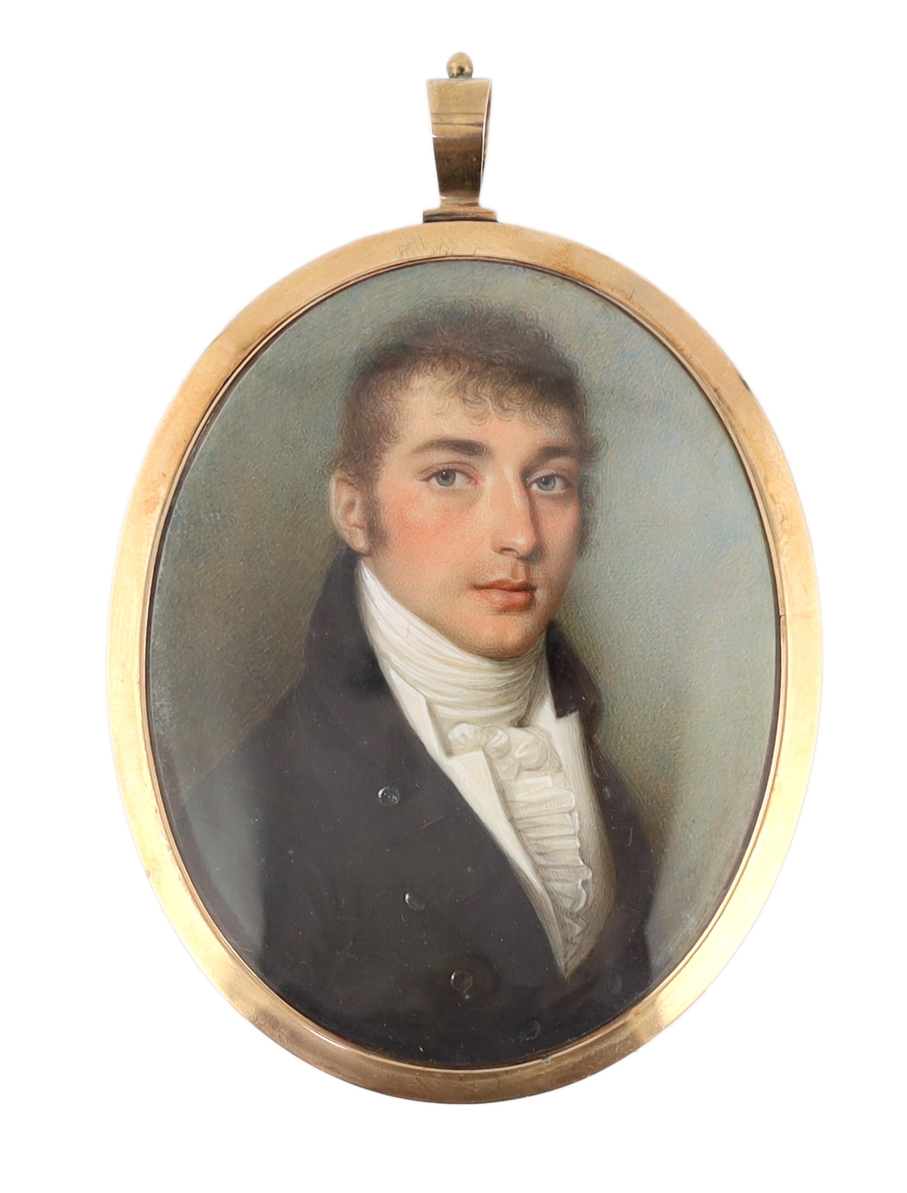 Thomas Hazlehurst (English, 1740-1821), Portrait miniature of a gentleman, watercolour on ivory, 7.4 x 5.7cm. CITES Submission reference 4A88H1R5
